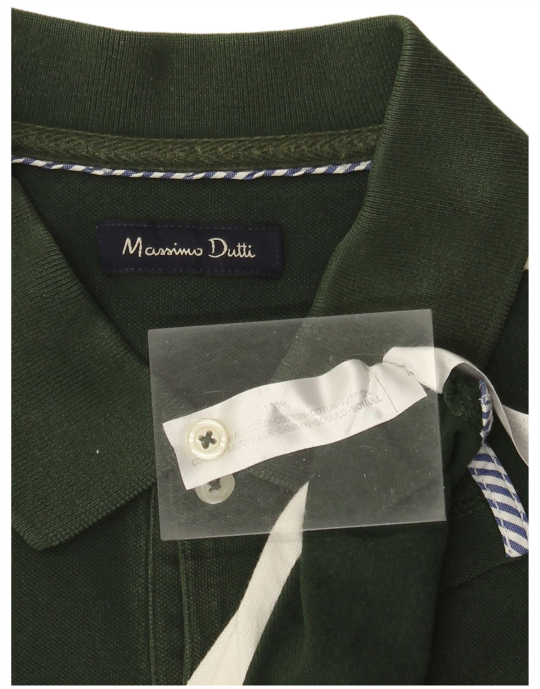 Cămașă polo Massimo Dutti pentru bărbați, bumbac cu dungi verzi mari