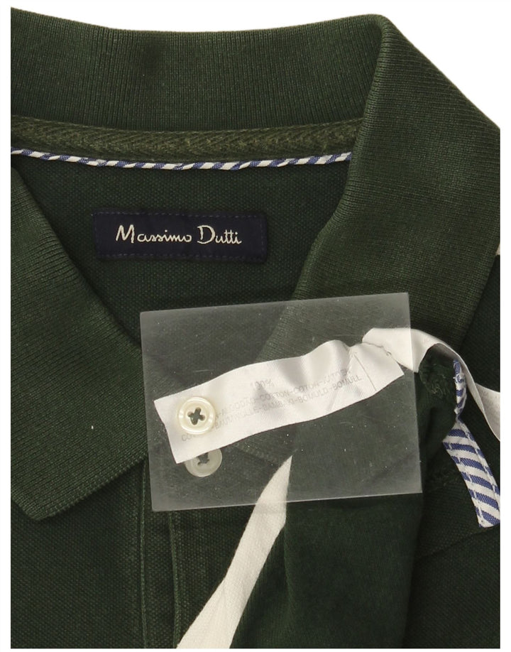Cămașă polo Massimo Dutti pentru bărbați, bumbac cu dungi verzi mari