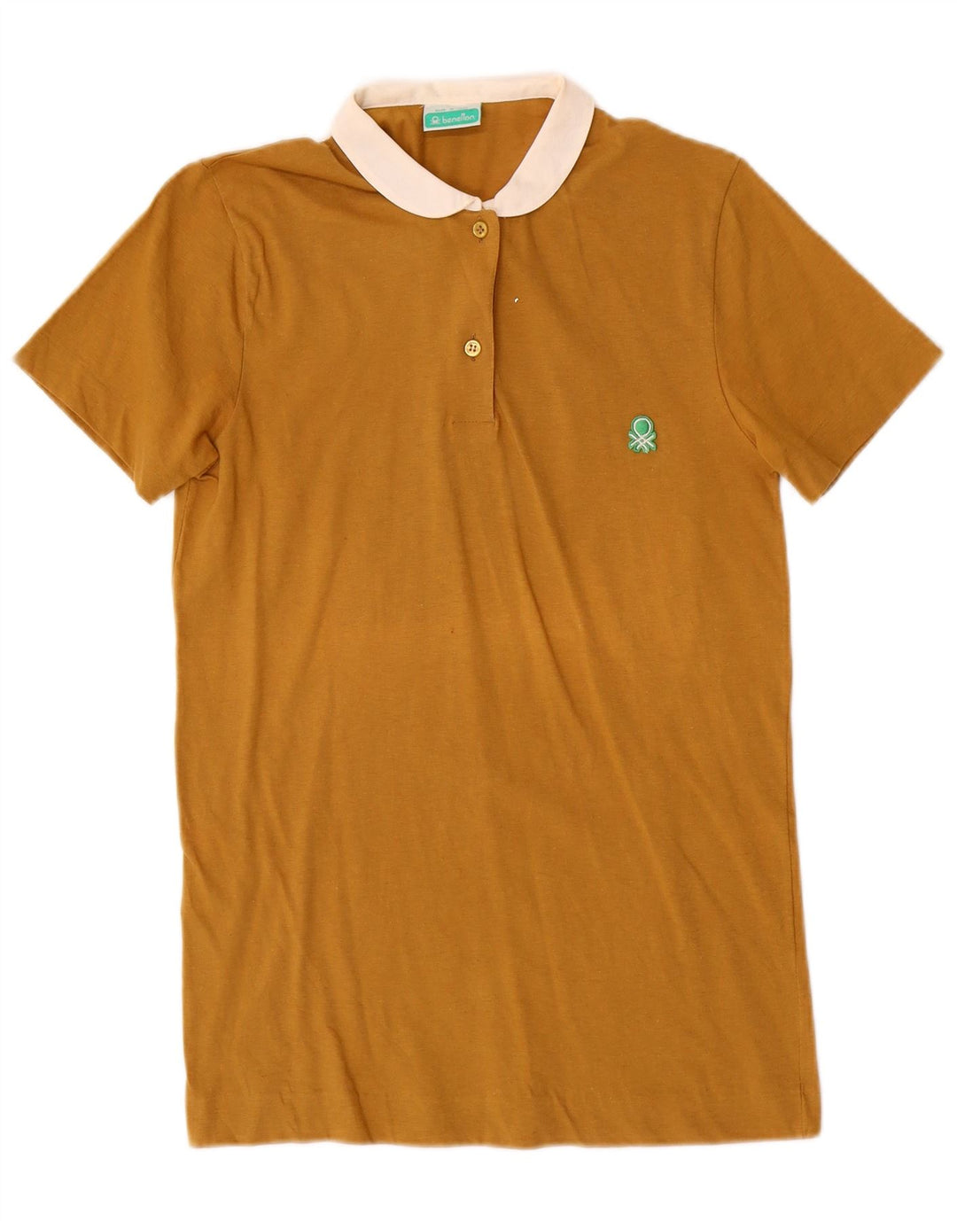 BENETTON tricou polo pentru femei UK 6 XS maro bumbac color bloc