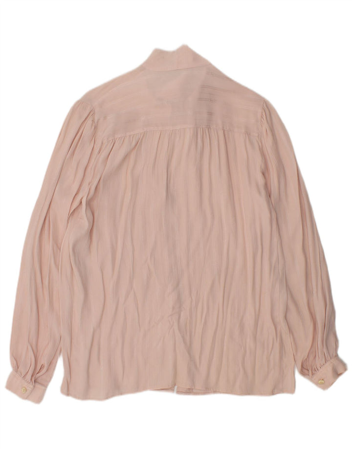 VINTAGE Womens Front Tie Shirt Blouse UK 12 Medium Pink