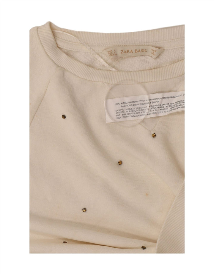 Pulover pentru damă Zara UK 10 Bumbac alb mic