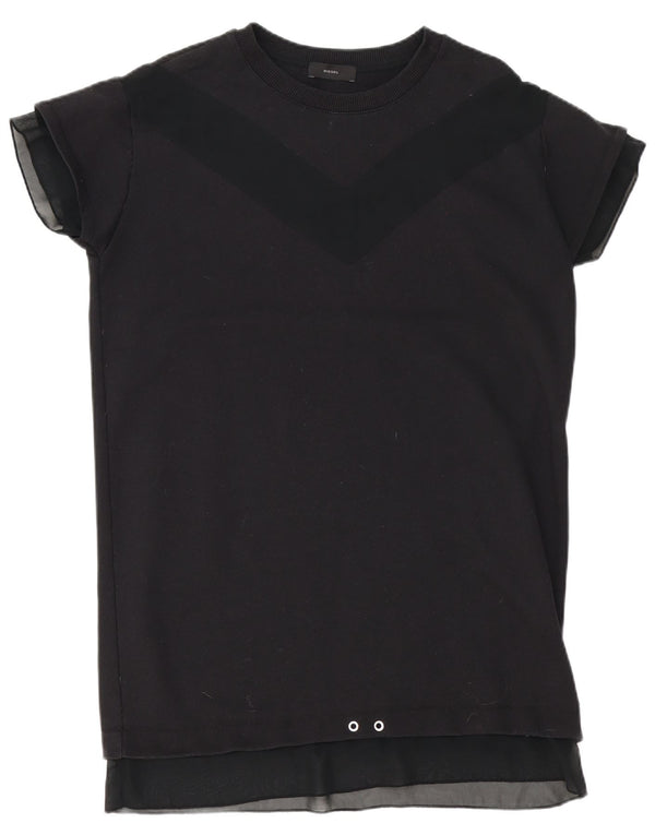 Rochie tricou supradimensionată pentru femei Diesel UK 10 Bumbac negru mic