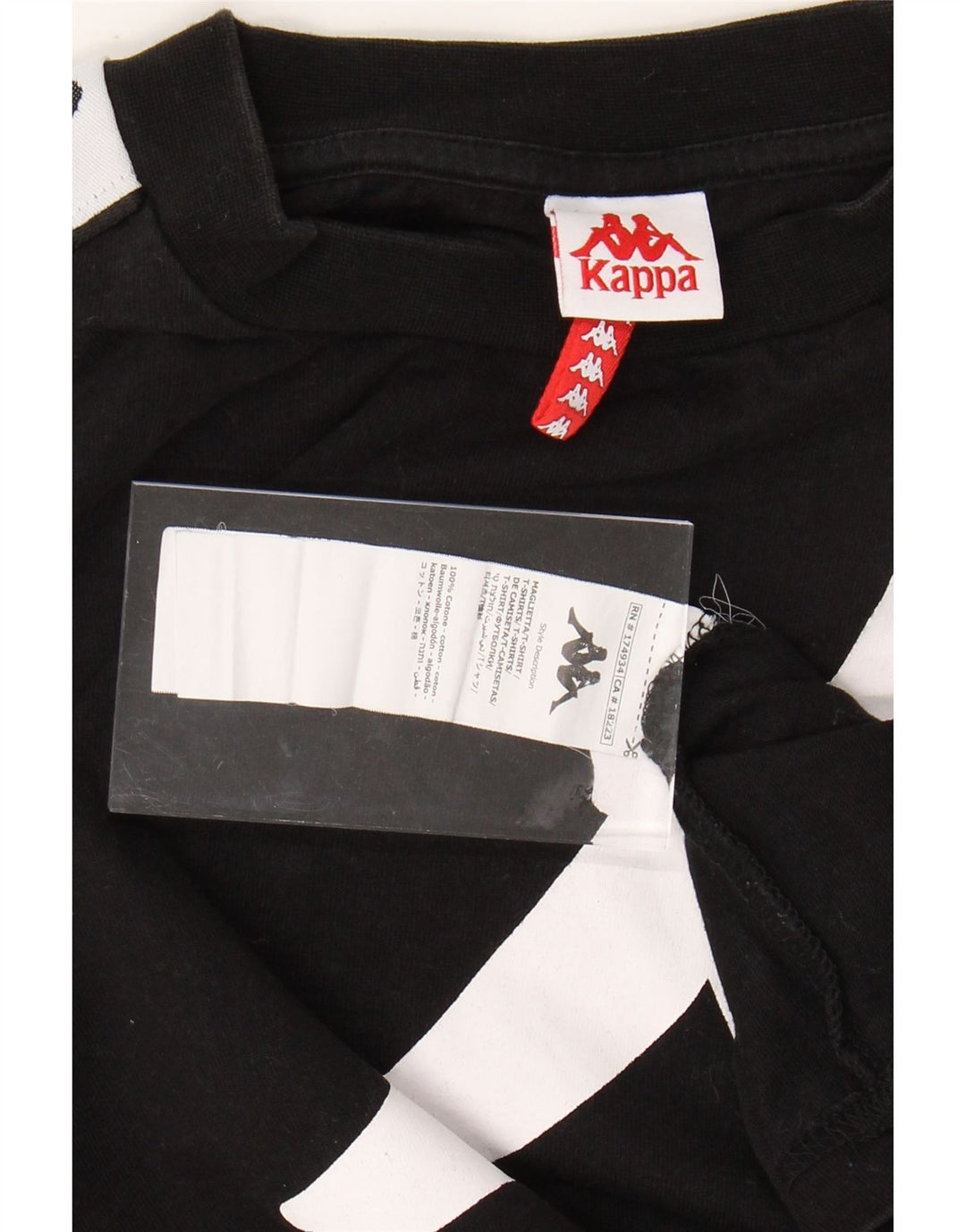 Tricou grafic KAPPA pentru bărbați Top mediu negru din bumbac color bloc