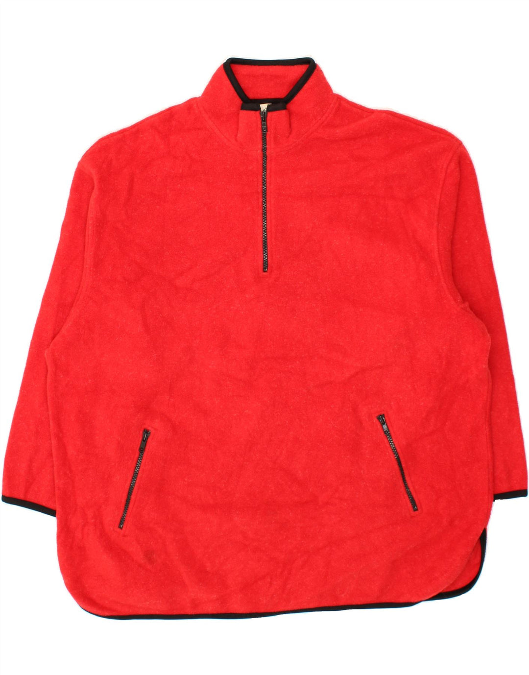EDDIE BAUER Mens Zip Neck Fleece Jumper XL Red Polyester Vintage Eddie Bauer and Second-Hand Eddie Bauer from Messina Hembry 