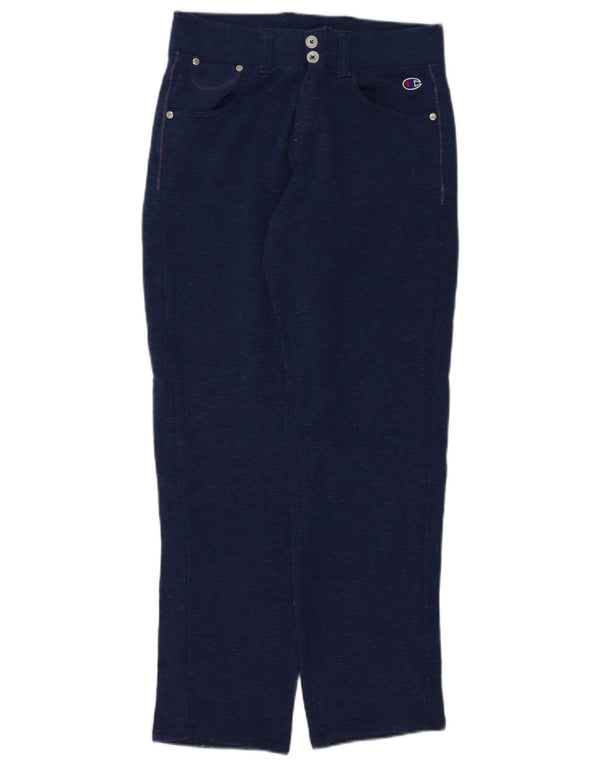 CHAMPION Womens Heritage Casual Trousers Small W26 L29 Navy Blue Flecked
