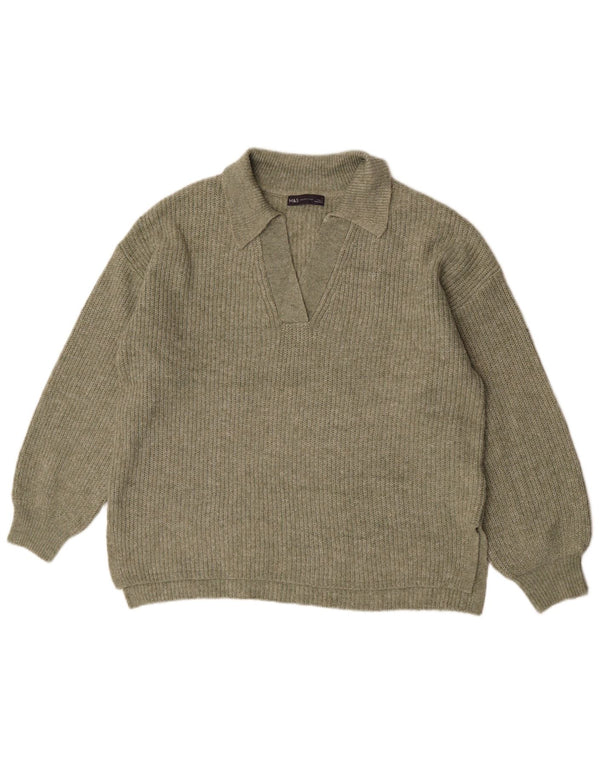 Marks & Spencer Pulover supradimensionat cu gât polo pentru femei UK 16 Large Kaki