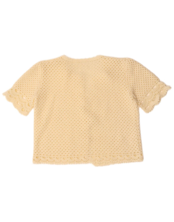 VINTAGE Pulover cardigan cu mânecă scurtă pentru femei UK 14 Medium Off White
