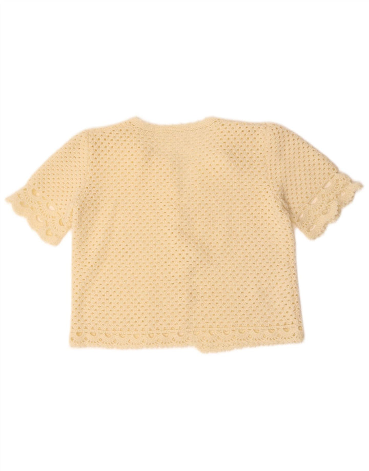 VINTAGE Pulover cardigan cu mânecă scurtă pentru femei UK 14 Medium Off White