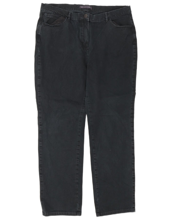 Marks & Spencer Womens Straight Jeans UK 16 Large W34 L30 Black Cotton