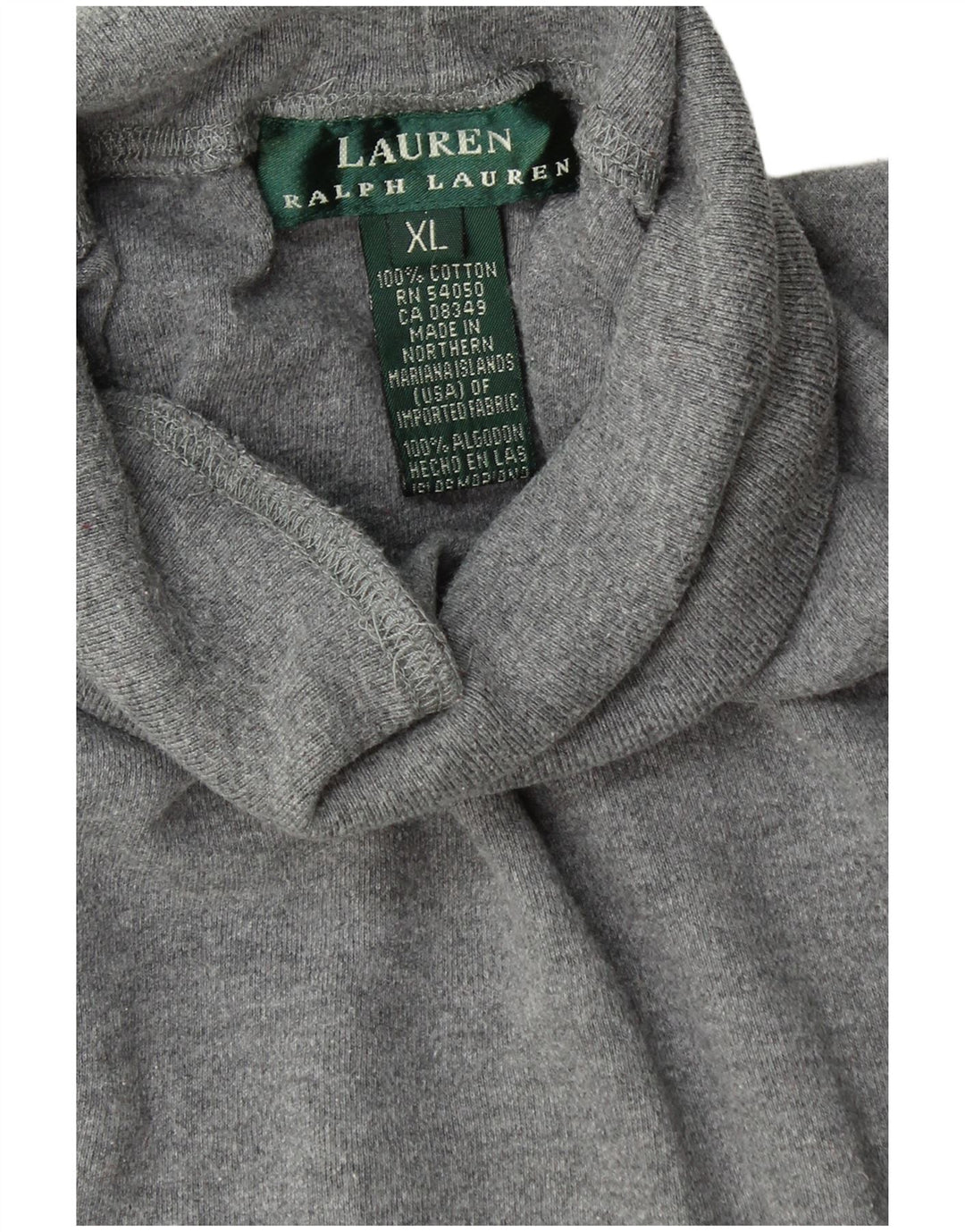 RALPH LAUREN Pulover cu gât rulat pentru femei UK 18 XL bumbac gri
