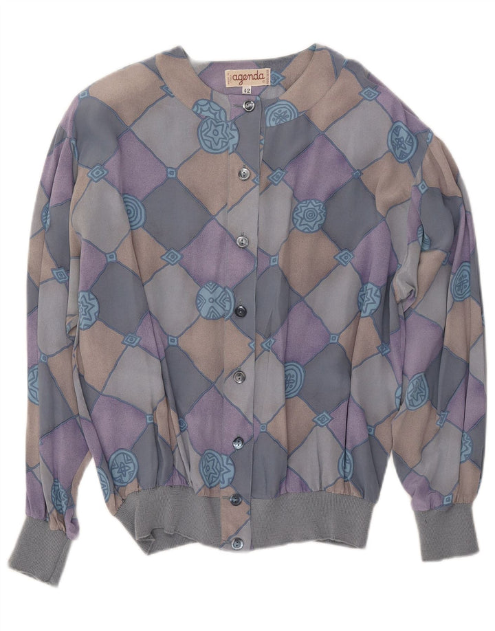 Bluză cămașă pentru femei AGENDA IT 42 Mătase cu carouri albastre medii