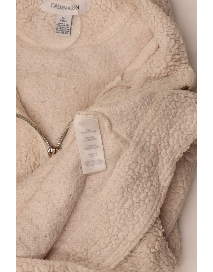 Jachetă fleece pentru femei CALVIN KLEIN UK 10 Small Beige Poliester