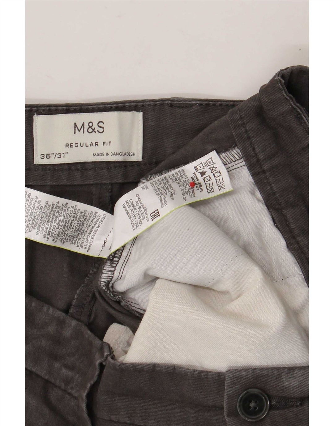 Marks & Spencer Pantaloni chino pentru bărbați, drepti, cu ajustare normală, L36 L31, gri