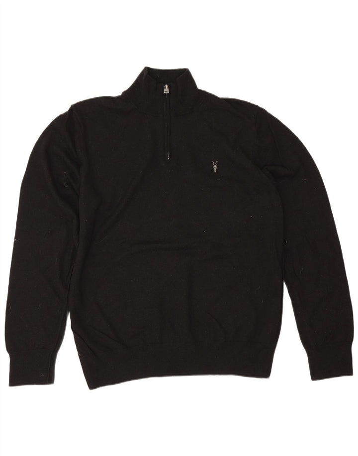 Pulover pentru bărbați All Saints, cu fermoar și gât, 2XL, lână neagră