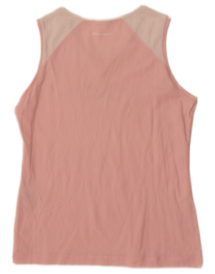 Top cu vestă grafică Champion pentru femei UK 12, bumbac color bloc de culoare roz mediu