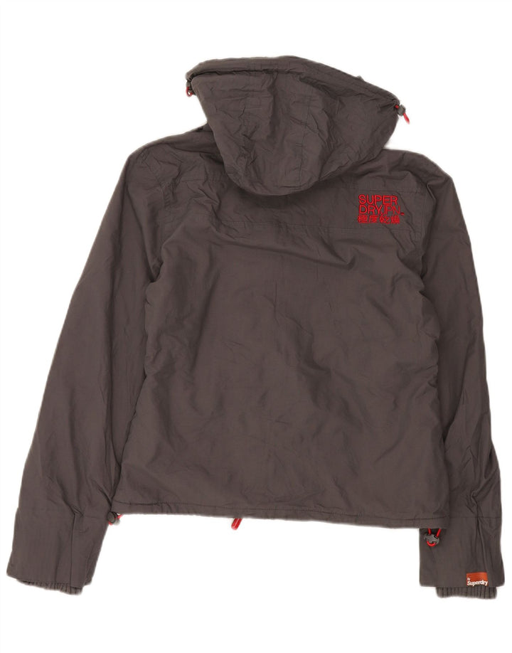 Jachetă Windbreaker cu glugă Superdry pentru femei, UK 14, gri mediu