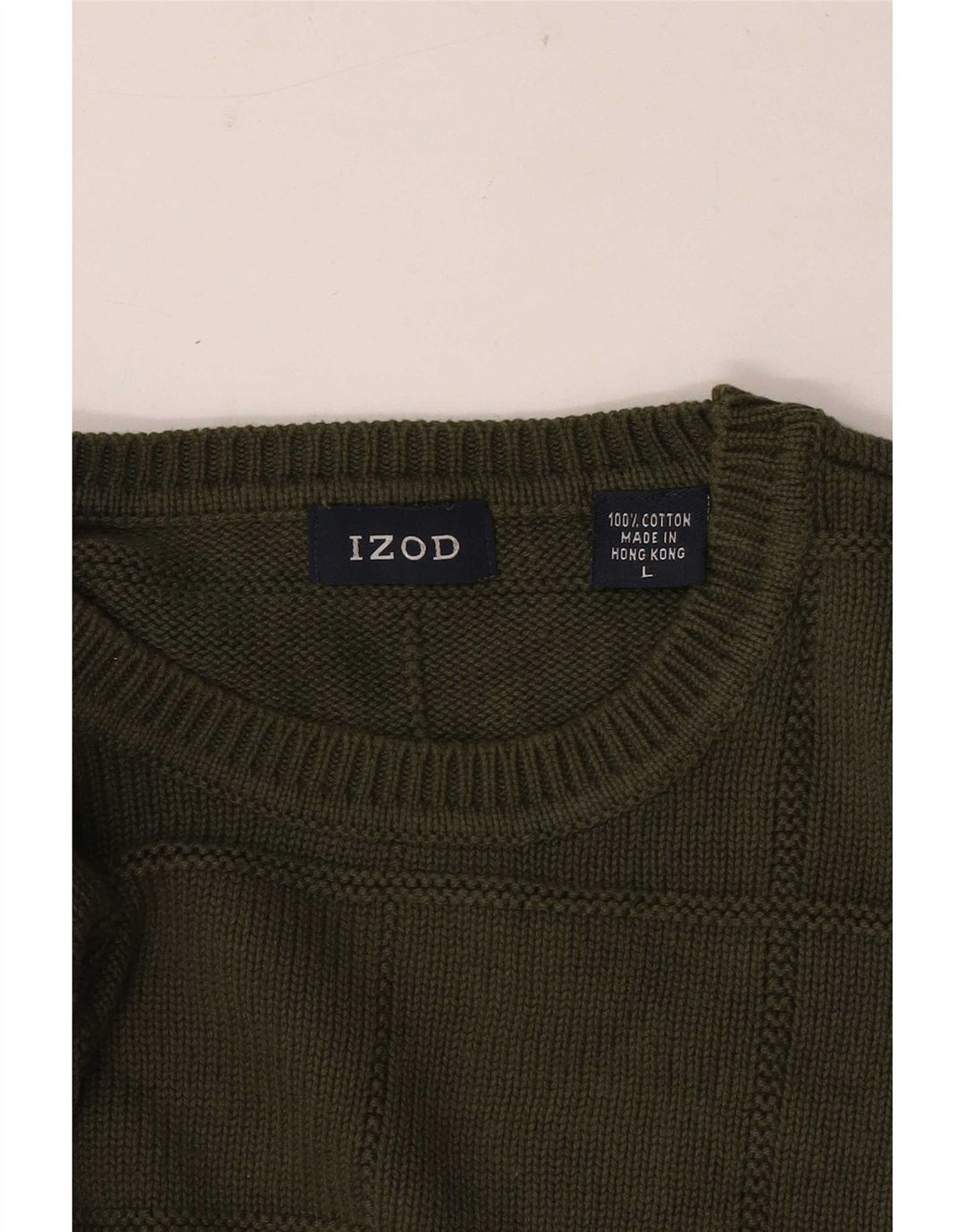 Pulover Izod pentru bărbați cu gât roșu, bumbac cu carouri mari, kaki