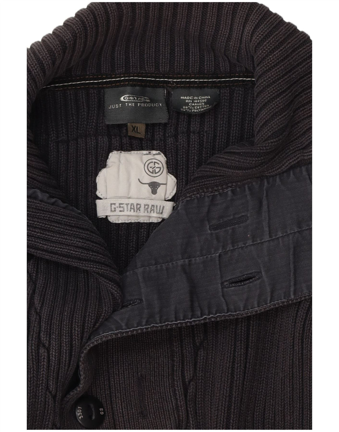 Pulover G-Star pentru bărbați, cu gât cu nasturi, bumbac XL, gri