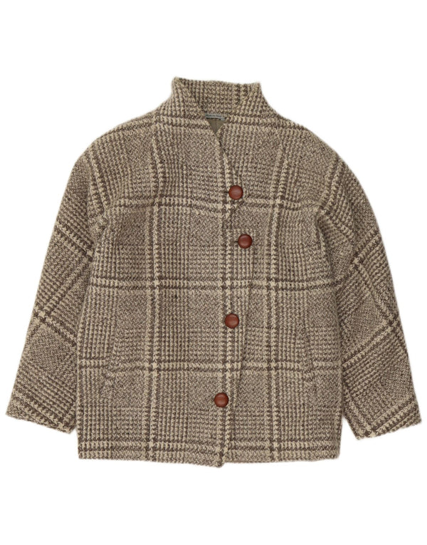 Pardesiu supradimensionat vintage pentru femei UK 16, mare, gri cu carouri