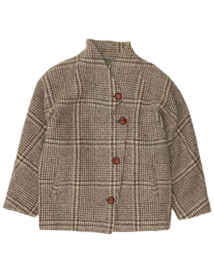 Pardesiu supradimensionat vintage pentru femei UK 16, mare, gri cu carouri