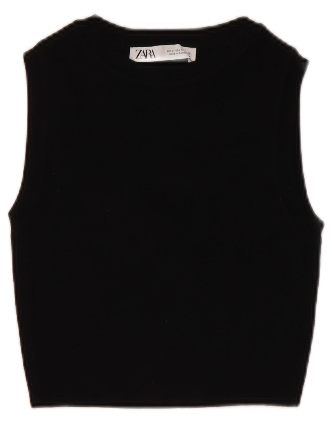 ZARA Crop Vest Tank Top pentru femei UK 8 Small Black Viscose