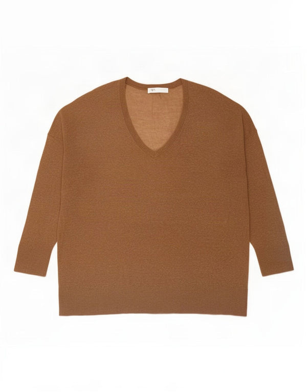 Top supradimensionat pentru femei Zara cu mânecă lungă UK 14 Medium Bej cu pete