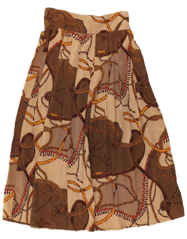 Fusta evazată pentru femei Vintage IT 44 Medium W28 Maro Viscoză Geometrică