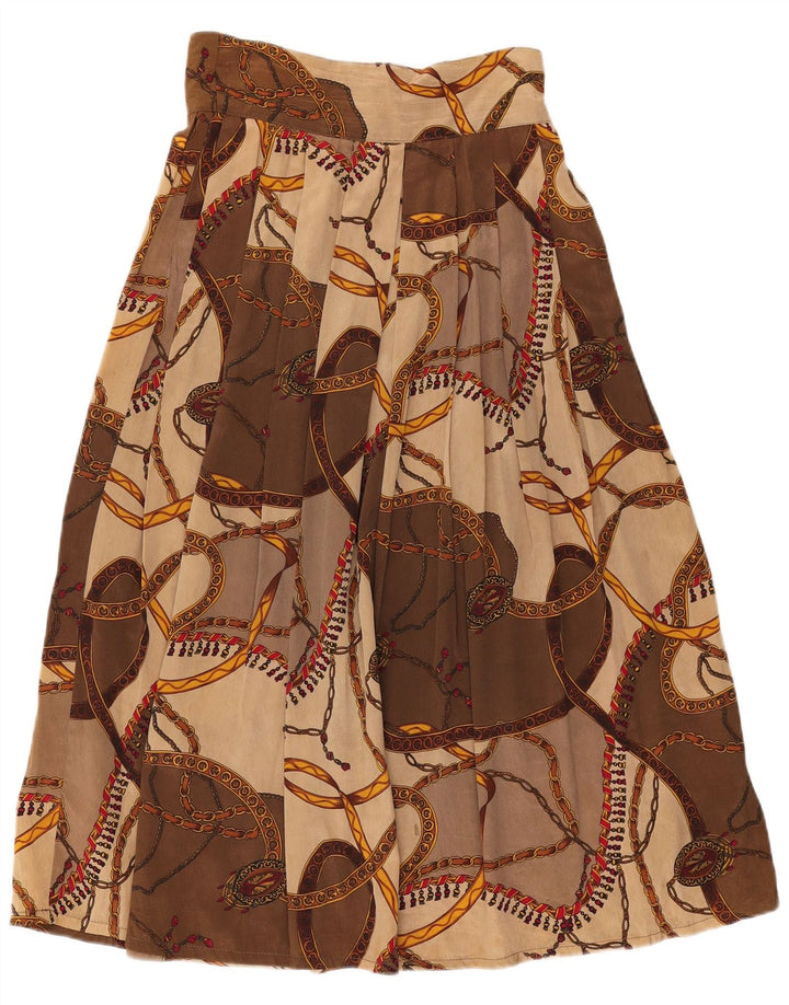 Fusta evazată pentru femei Vintage IT 44 Medium W28 Maro Viscoză Geometrică