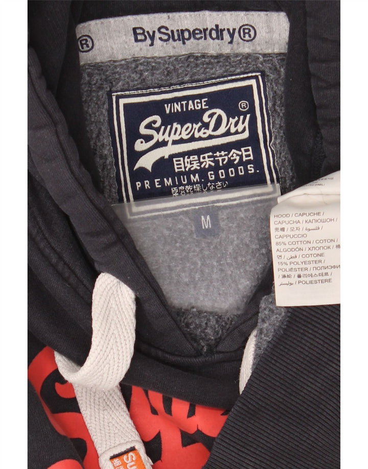 Pulover cu glugă grafic Superdry pentru bărbați, bumbac mediu negru