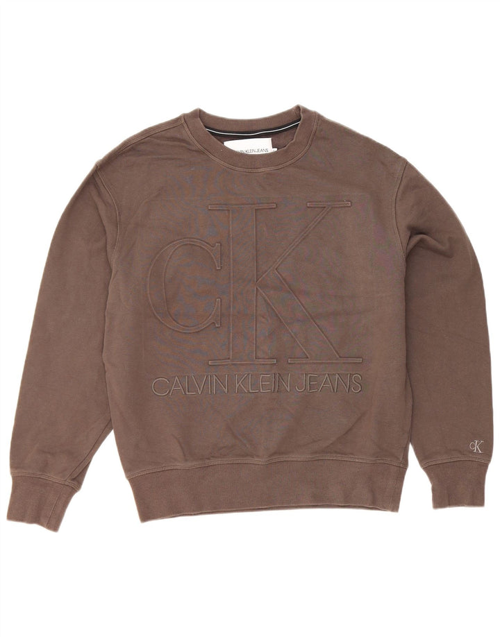 Hanorac grafic pentru bărbați Calvin Klein Jeans Pulover mic, gri, bumbac