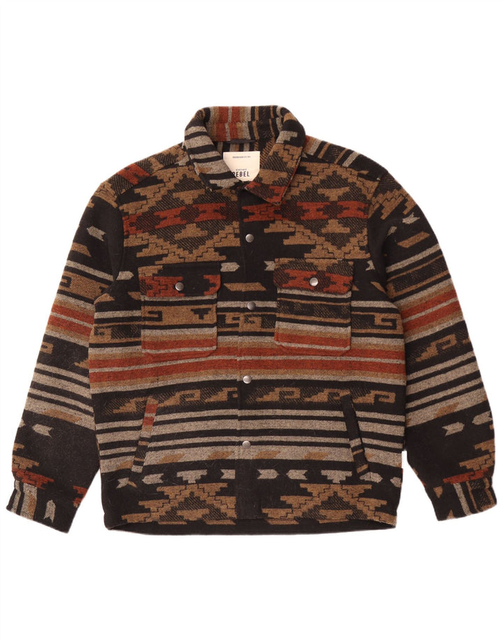 Bomber vintage pentru bărbați UK 38 Medium Brown Geometric Poliester
