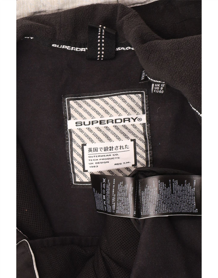 Pulover Superdry pentru femei, cu fermoar, UK 12, poliester cu dungi gri medii