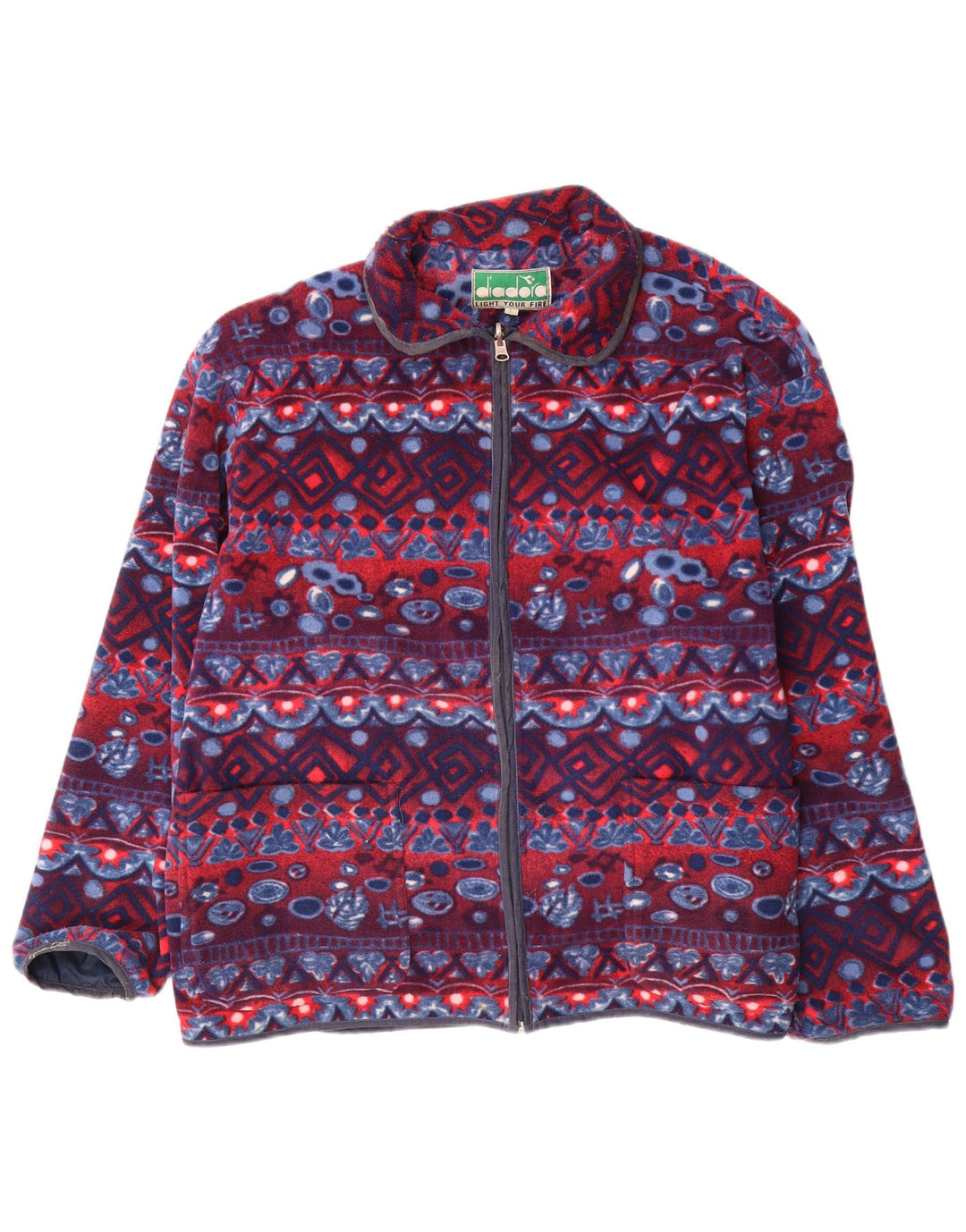 DIADORA Jachetă pentru bărbați din lână UK 40, mare, poliester geometric, albastru bleumarin