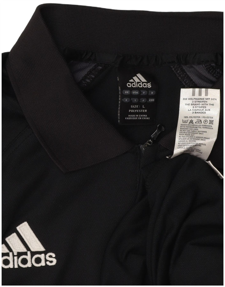 Tricou polo ADIDAS Climalite pentru bărbați, poliester negru mare