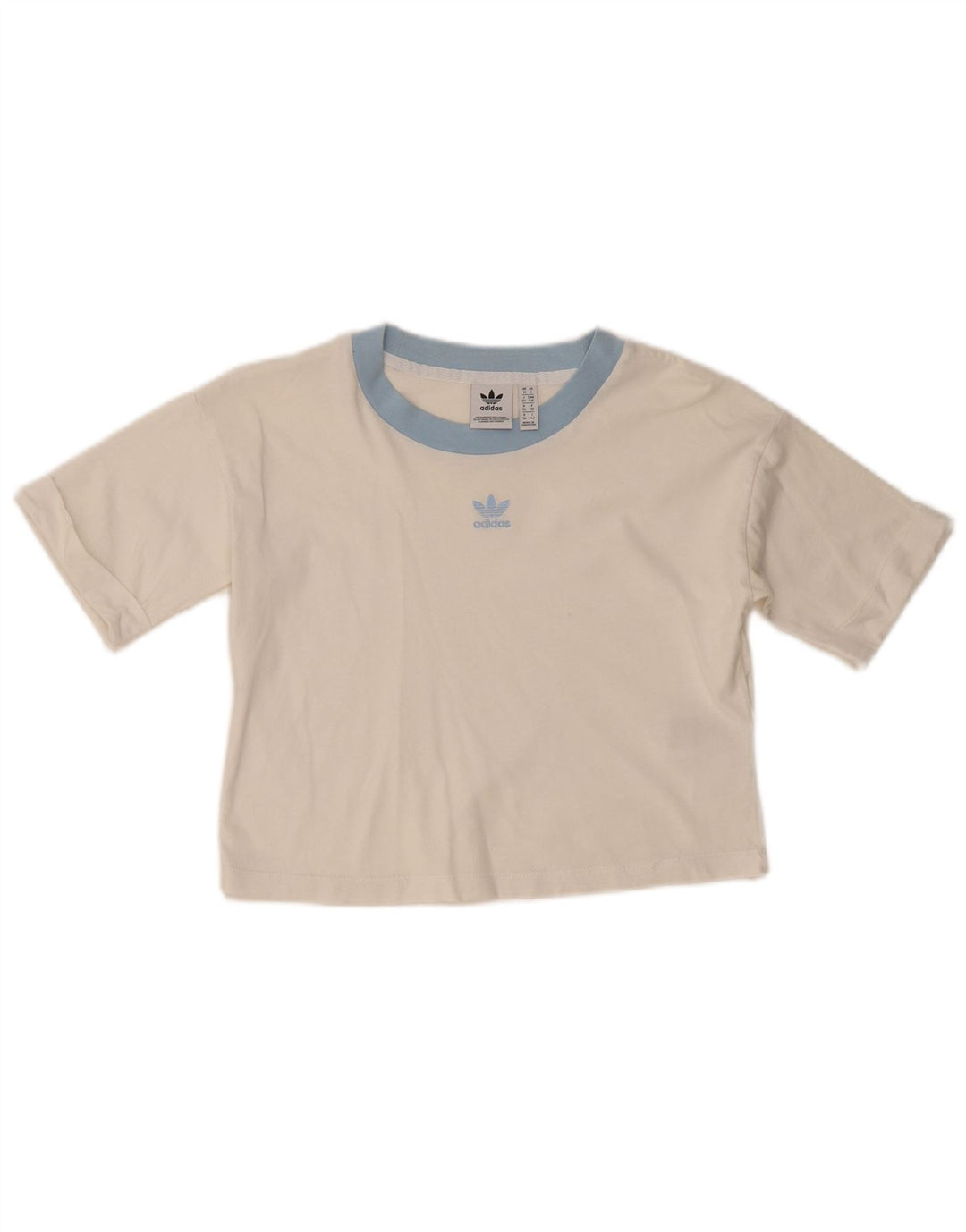 ADIDAS Tricou Crop Top UK 10 Bumbac Alb Mic