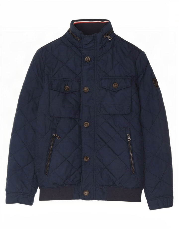 Jachetă matlasată cu glugă pentru bărbați Tommy Hilfiger UK 36 Poliester bleumarin mic