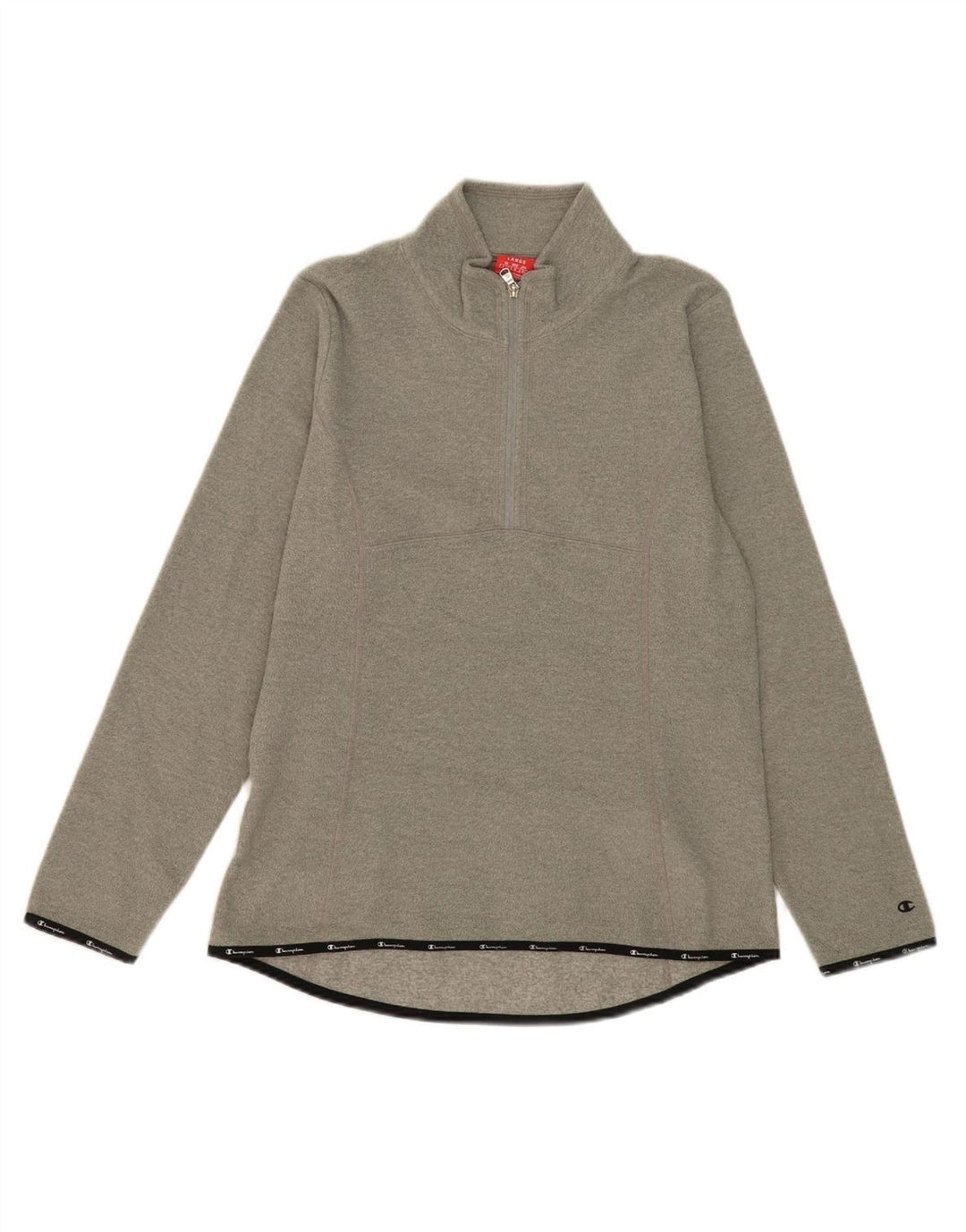 CHAMPION Womens Zip Neck Sweatshirt Jumper UK 16 Large Grey Polyester