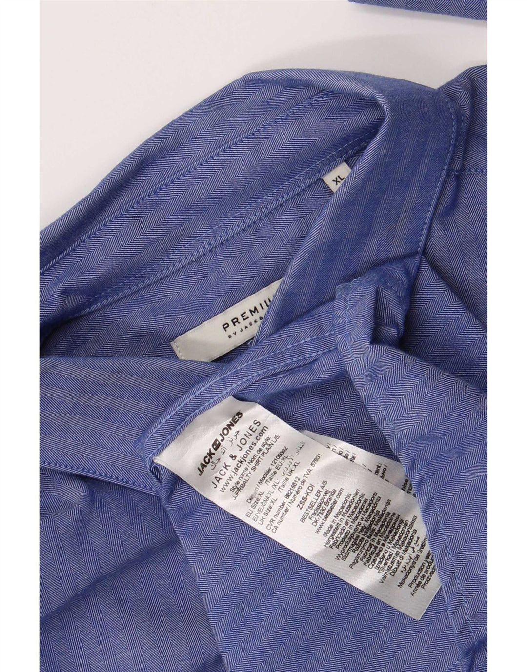 Cămașă pentru bărbați Jack & Jones XL Blue Herringbone Bumbac