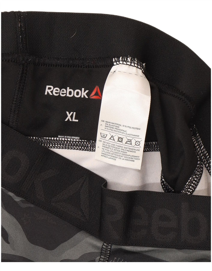 Leggings Reebok Graphic Capri pentru femei UK 18 XL, poliester camuflaj gri