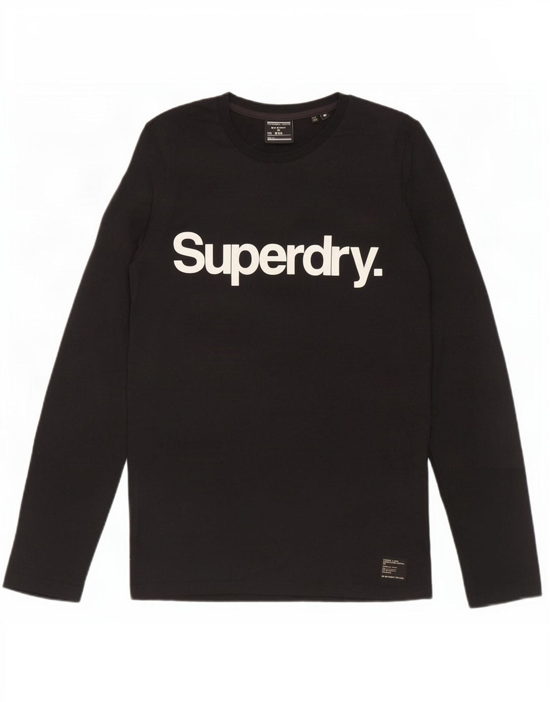 Top grafic pentru bărbați Superdry cu mânecă lungă, bumbac mediu negru