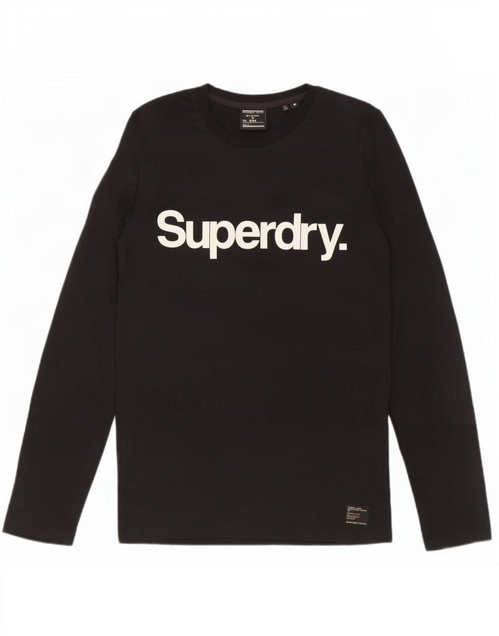 Top grafic pentru bărbați Superdry cu mânecă lungă, bumbac mediu negru