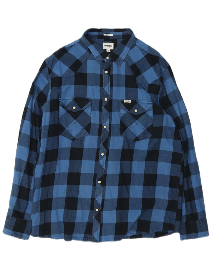 Cămașă de flanel Wrangler pentru bărbați, XL, albastru, bumbac