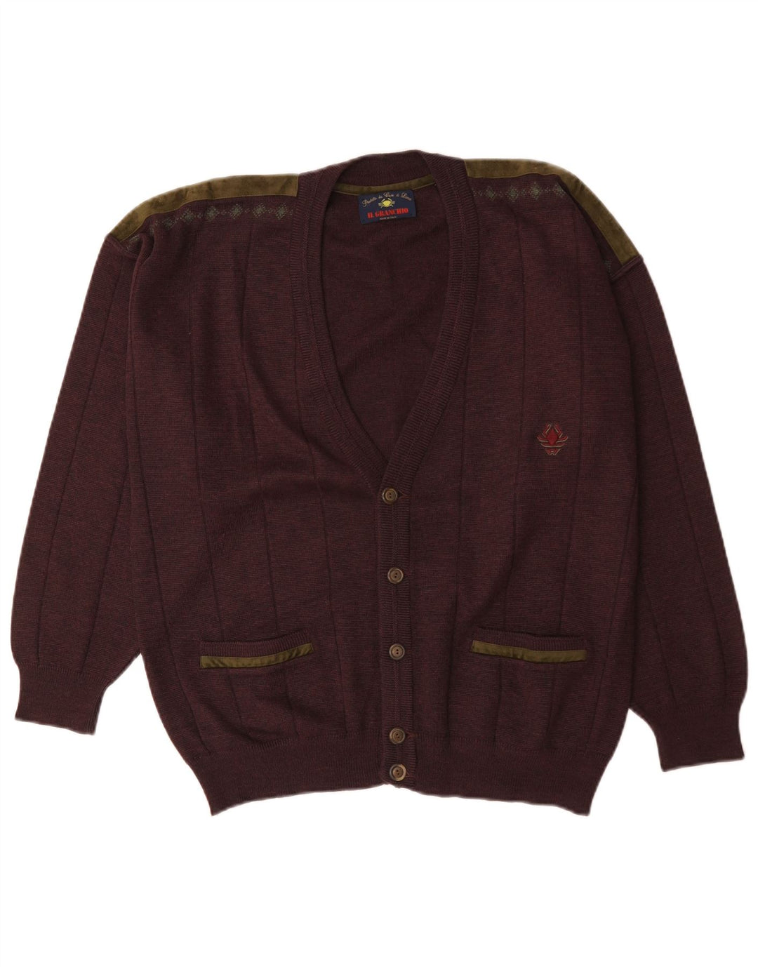 Pulover cardigan pentru bărbați Il Granchio XL Lână maro