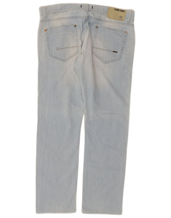 Dekker Womens Distressed Straight Jeans W36 L29 Blue Cotton