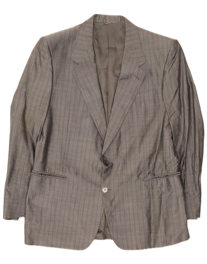 Jachetă Blazer pentru bărbați Pierre Cardin cu 2 nasturi UK 38 Mătase medie cu dungi gri