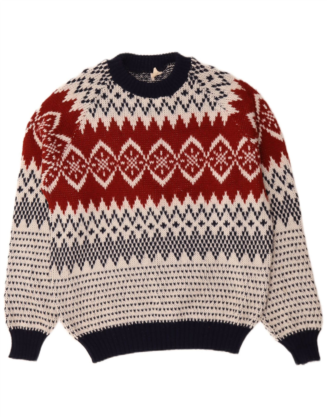 Pulover Vintage pentru bărbați cu gâtul turnat, mare, multicolor, Fair Isle