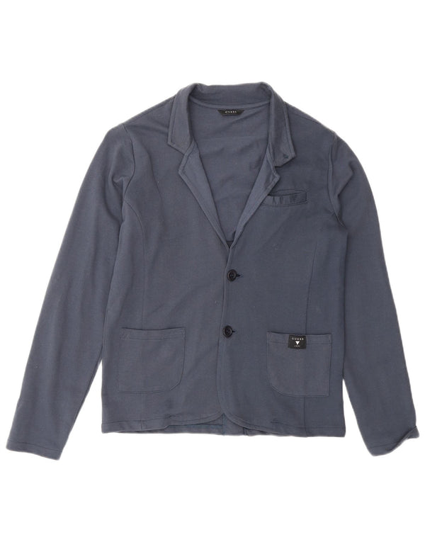 Jachetă Guess Boys cu 2 nasturi, bumbac albastru, 11-12 ani