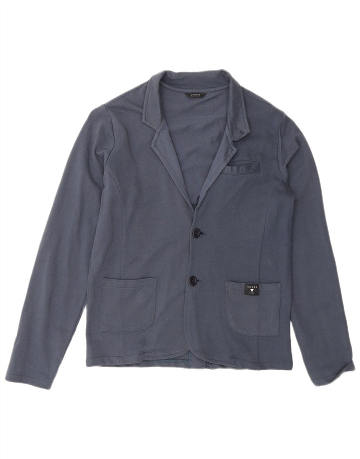 Jachetă Guess Boys cu 2 nasturi, bumbac albastru, 11-12 ani