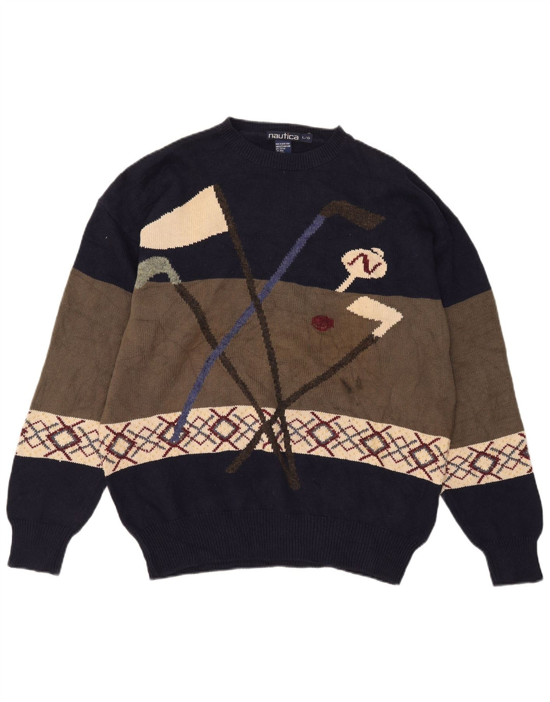 Pulover Nautica pentru bărbați de golf cu gât turnat, mare, multicolor