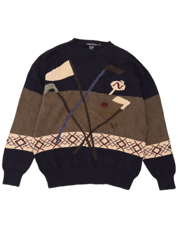 Pulover Nautica pentru bărbați de golf cu gât turnat, mare, multicolor
